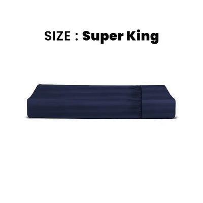 ths eternal stripes super king fitted cotton bed sheet navy blue