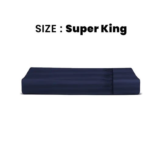 ths eternal stripes super king fitted cotton bed sheet navy blue