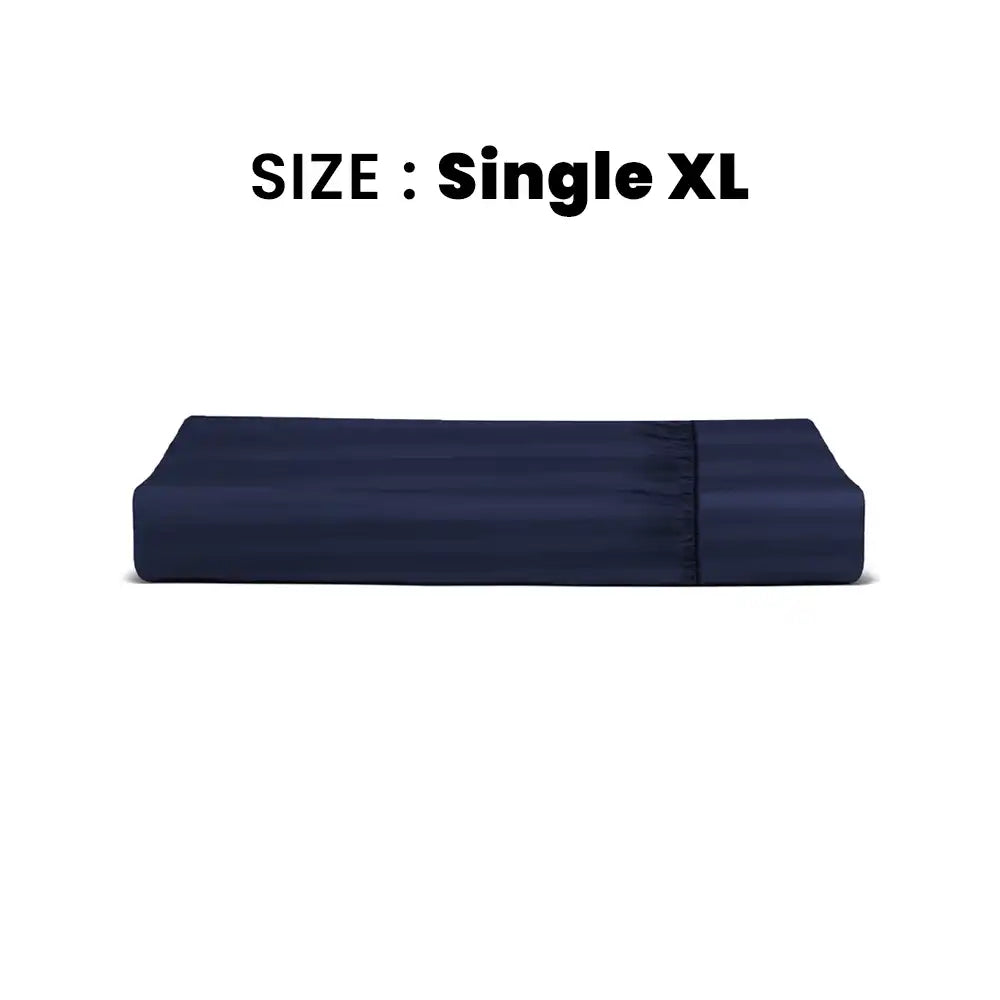 ths eternal stripes single xl fitted cotton bed sheet navy blue