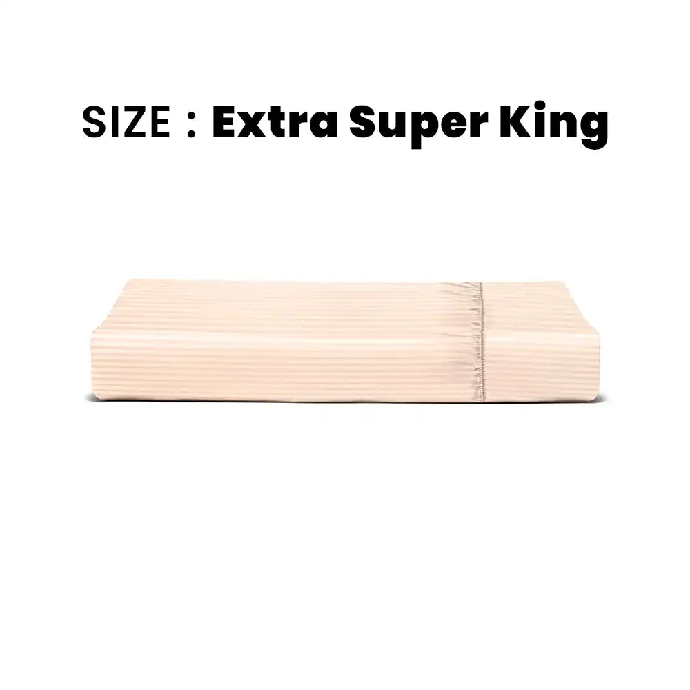 ths zen stripes extra super king fitted cotton bed sheet pearl