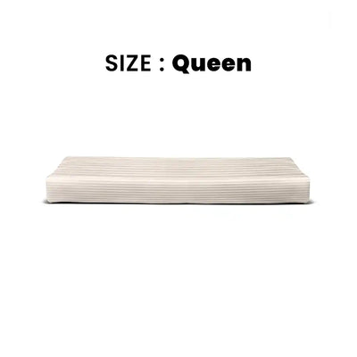 ths zen stripes queen cotton flat bed sheet pearl