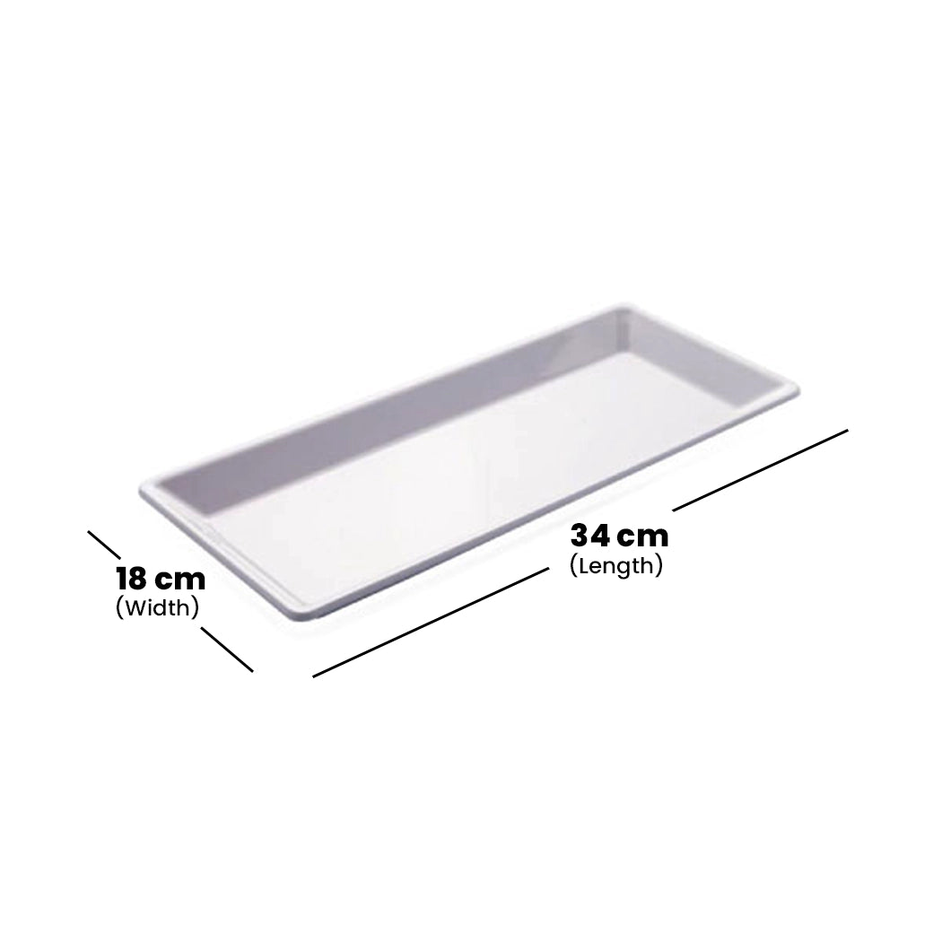 Tribeca Polycarbonate White Rectengular Plate 18 X 34 Cm, BOX QUANTITY 36 PCS