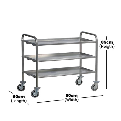 THS Service Trolley 3 Shelves, 80 x 50 x 90 cm