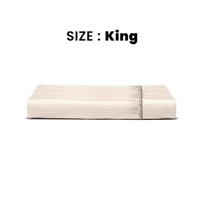 ths zen stripes king fitted cotton bed sheet beige