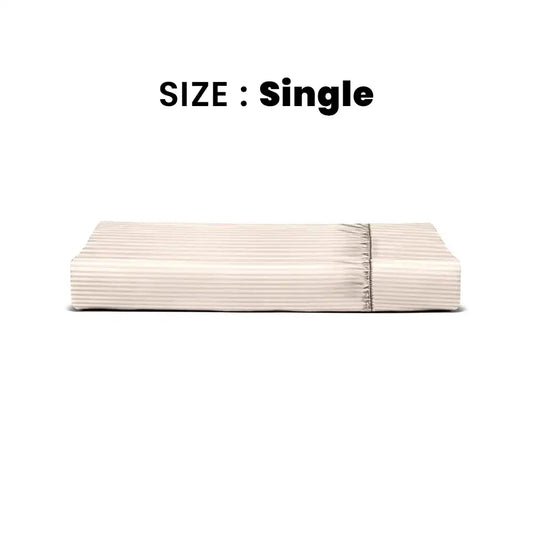 ths zen stripes single fitted cotton bed sheet beige