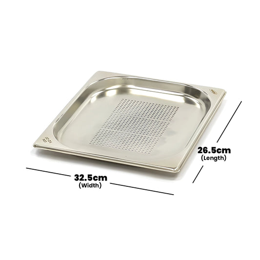 Viraj Stainless Steel Perforated GN 1/2 Pan, Height 2cm