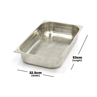 Viraj Stainless Steel Perforated GN  1/1 Pan, Height 10cm