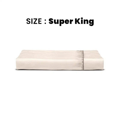 ths zen stripes super king fitted cotton bed sheet beige