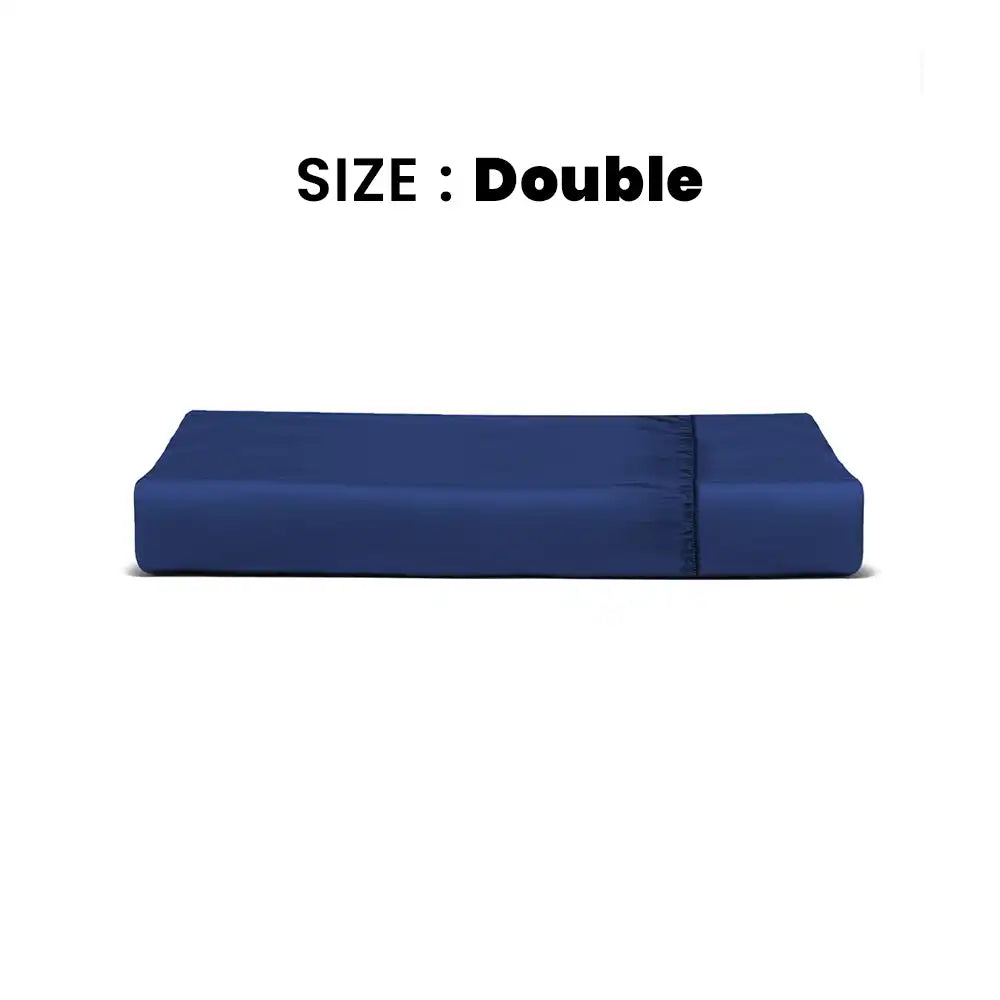 ths giza cotton double fitted bed sheet indigo blue