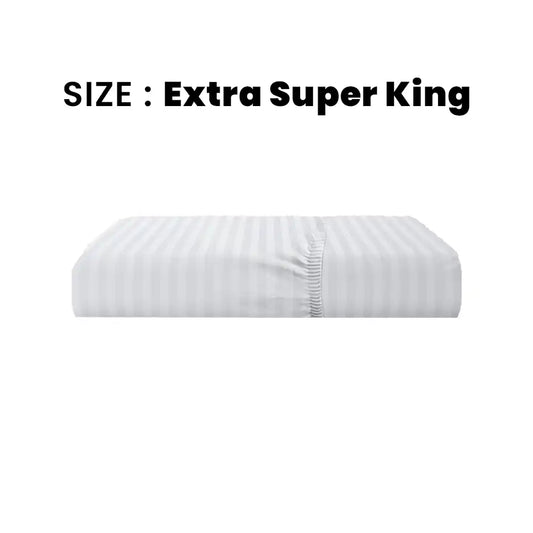 ths eternal stripes extra super king fitted cotton bed sheet white