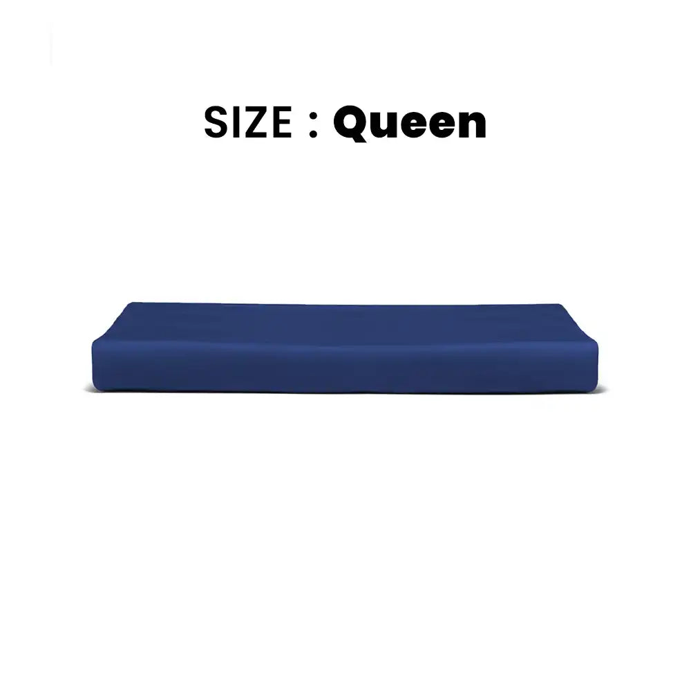 ths giza cotton queen flat bed sheet indigo blue