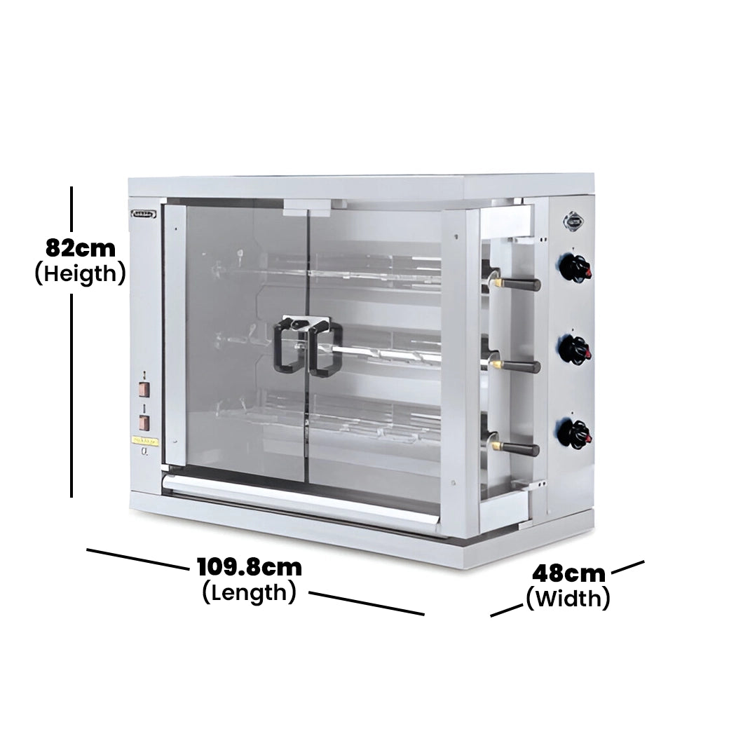 Empero Gas Chicken Rotisserie, Cpty 18 Chicken, 109.8 x 48.1 x 82 cm