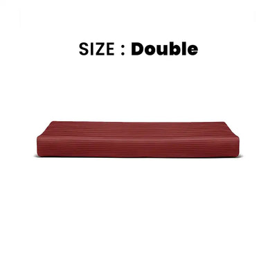 ths zen stripes double cotton flat bed sheet burgundy