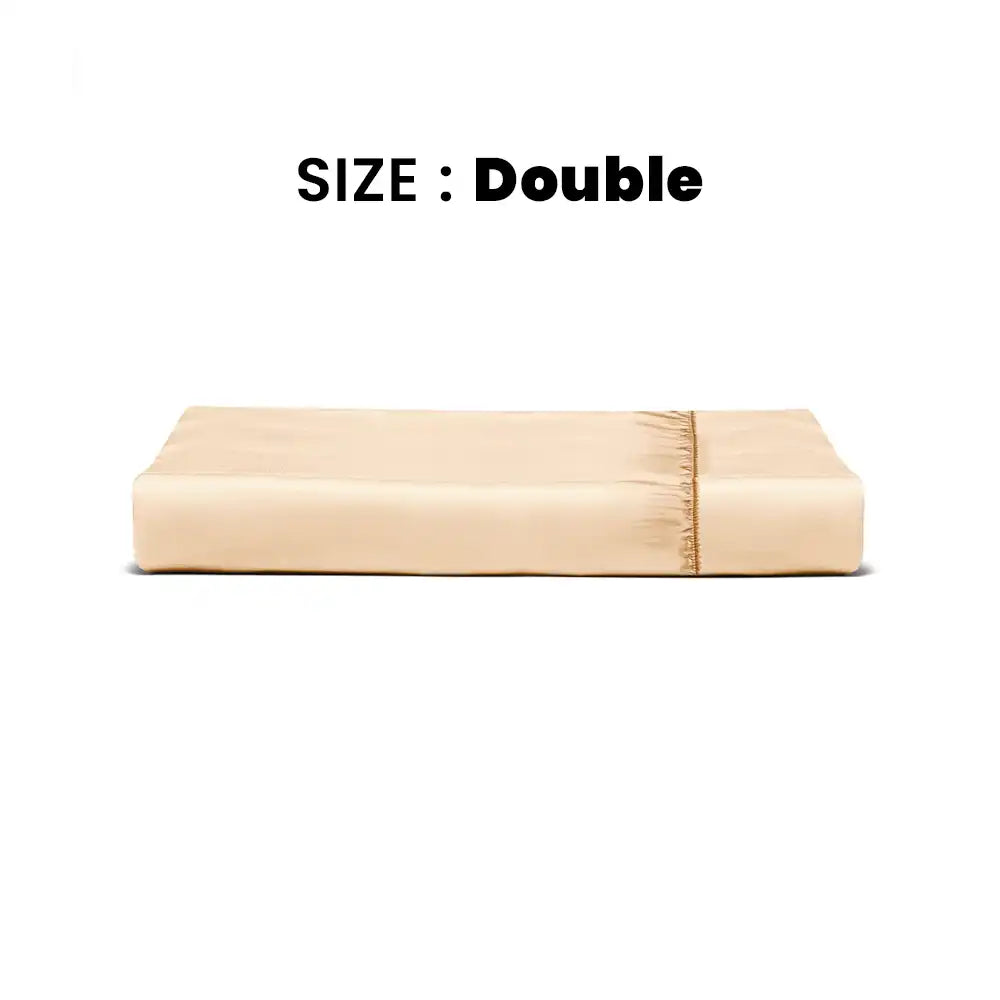 ths giza cotton double fitted bed sheet beige