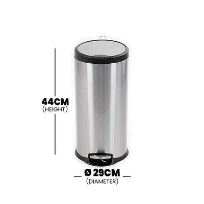 THS Stainless Steel Slow Motion Bin with Pedal, 20 L, 5 pcs