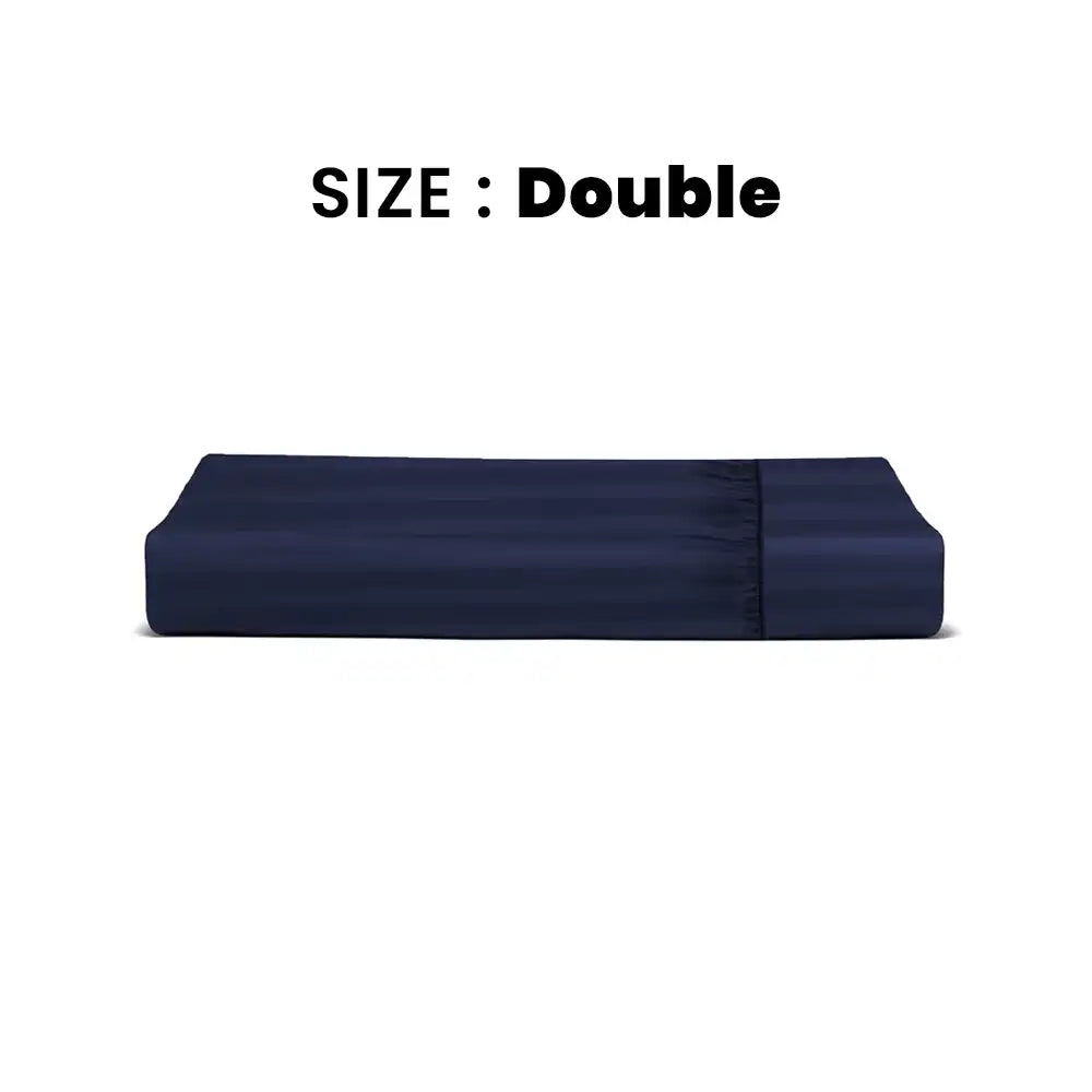 ths eternal stripes double fitted cotton bed sheet navy blue