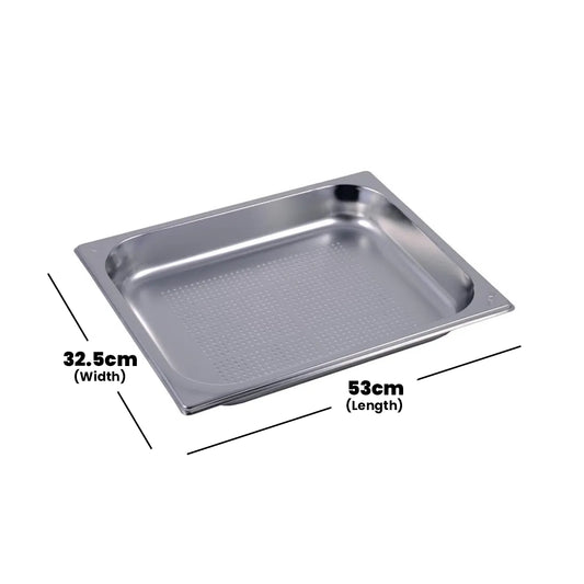 Viraj Stainless Steel Perforated GN 1/2 Pan, Height 6.5cm