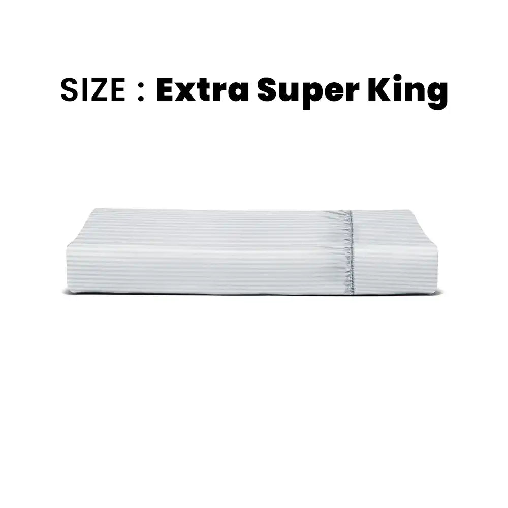 ths zen stripes extra super king fitted cotton bed sheet silver grey