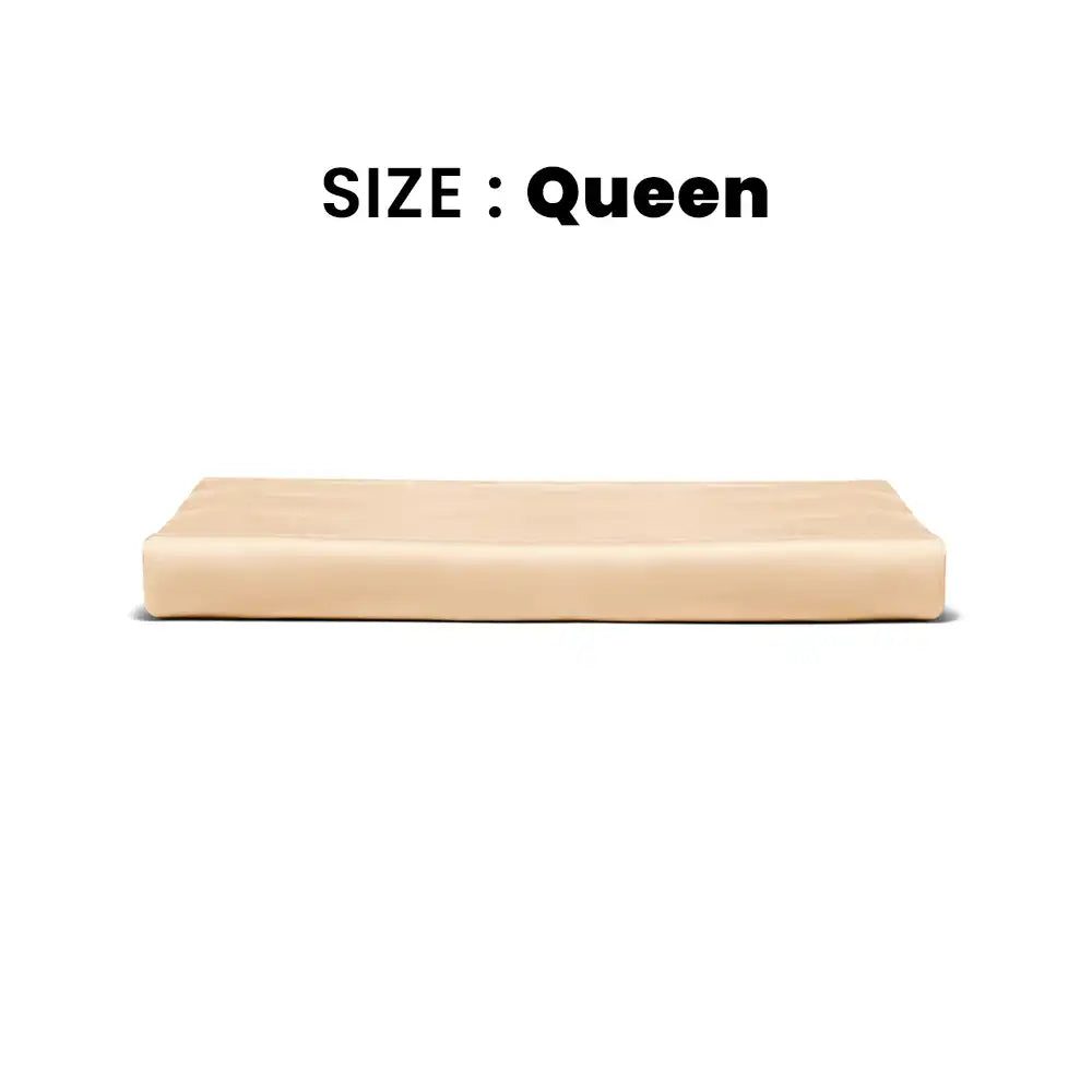 ths giza cotton queen flat bed sheet beige