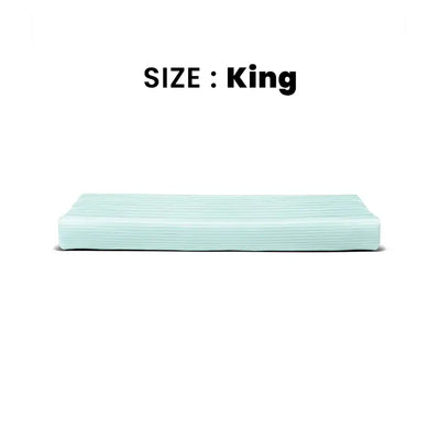 ths zen stripes king cotton flat bed sheet baby blue