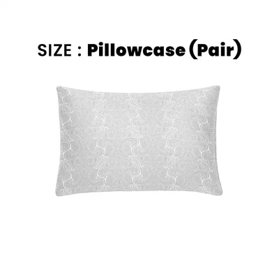 ths elysian paisley jacquard cotton pillowcase pair grey