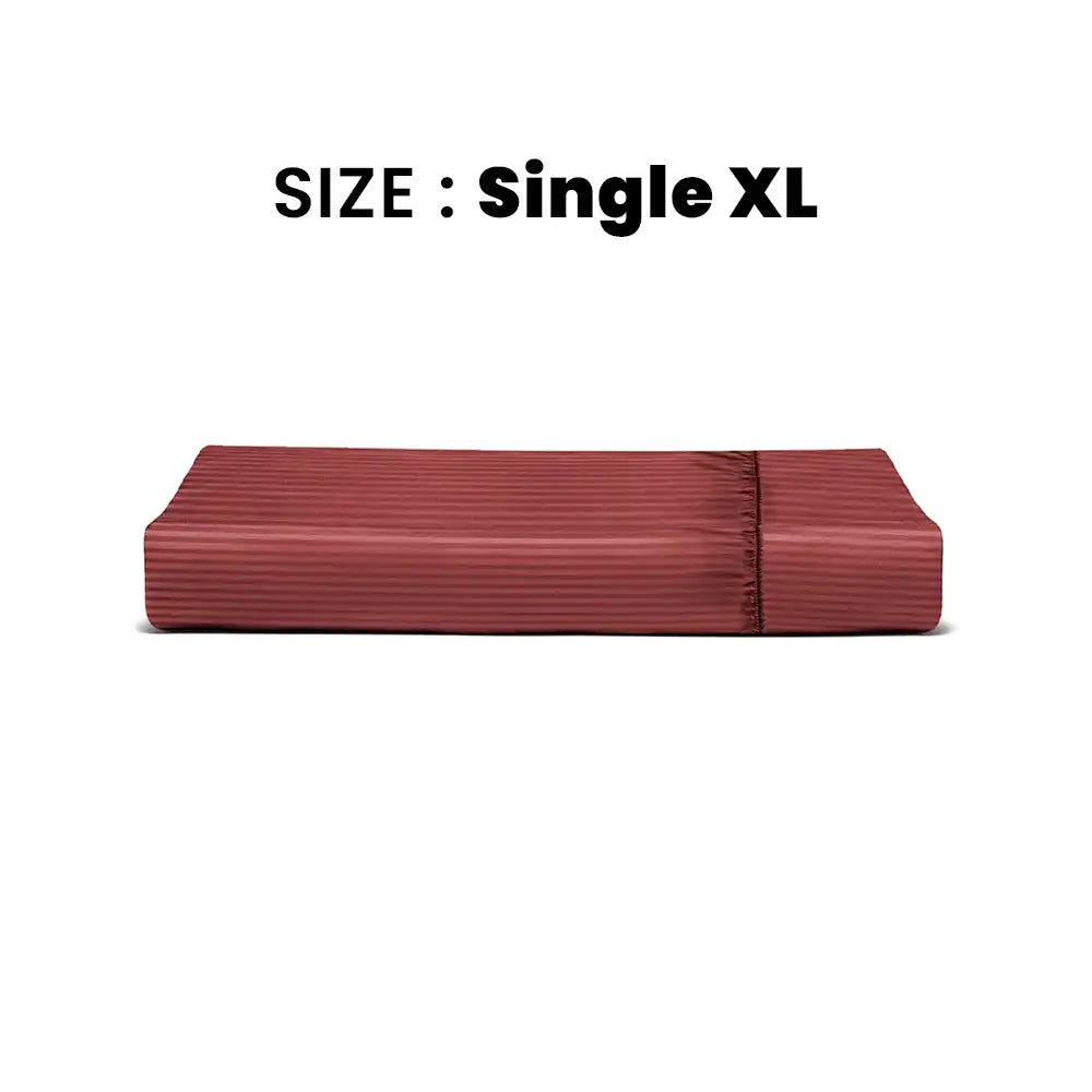 ths zen stripes single xl fitted cotton bed sheet burgundy