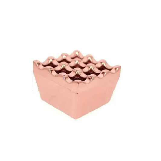 Wundermaxx Square Shape 9 hole Stainless Steel Windproof Ashtray, 7.3 x 4.2 cm, Color Copper