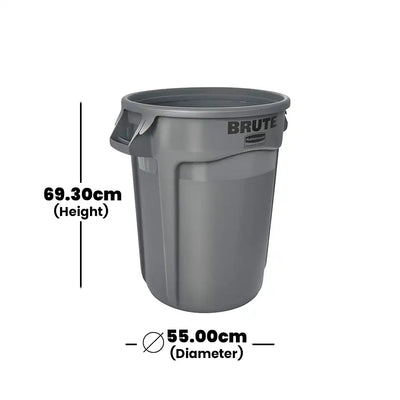 rubbermaid 121l brute container without lid gray 1 x 6