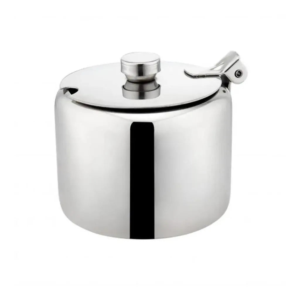 Sunnex Stainless Steel Sugar Bowl With Hinged And Lid, 0.28 Litres