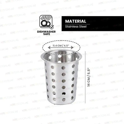 Tablecraft 34 Stainless Steel Perforated Flatware Cylinder, Ø 4 1/2