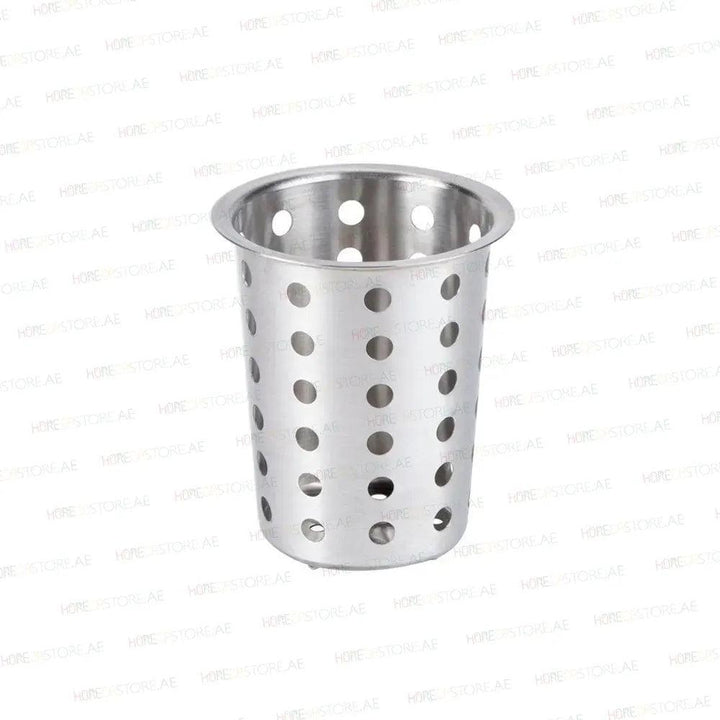 Tablecraft 34 Stainless Steel Perforated Flatware Cylinder, Ø 4 1/2" x H 5 1/2" - HorecaStore