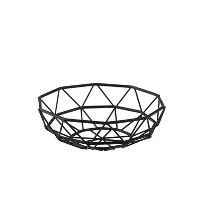 Tablecraft 10462 Black Powdered Coated Steel Delta Collection Round Basket 15.2 cm