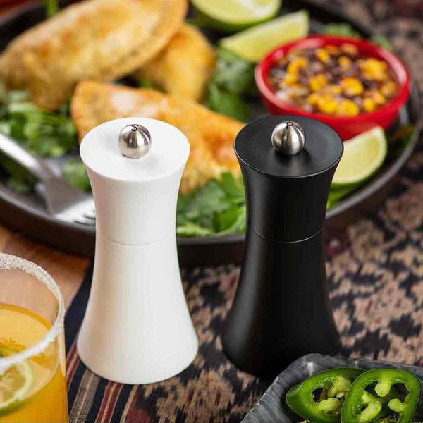 Tablecraft 10925 ABS Salt And Pepper Mills Black & White Set Of 2, 6 x 6 x 13 cm - HorecaStore