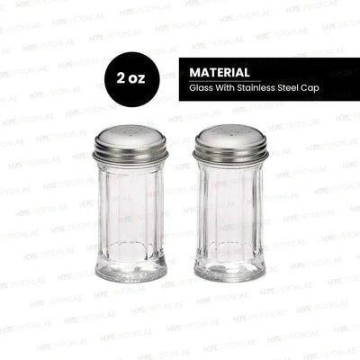 Tablecraft 657 Fluted Salt & Pepper Shaker, Restaurant Shakers, Chrome Top, & Glass Body , Capacity 2oz, Set of 2 - HorecaStore