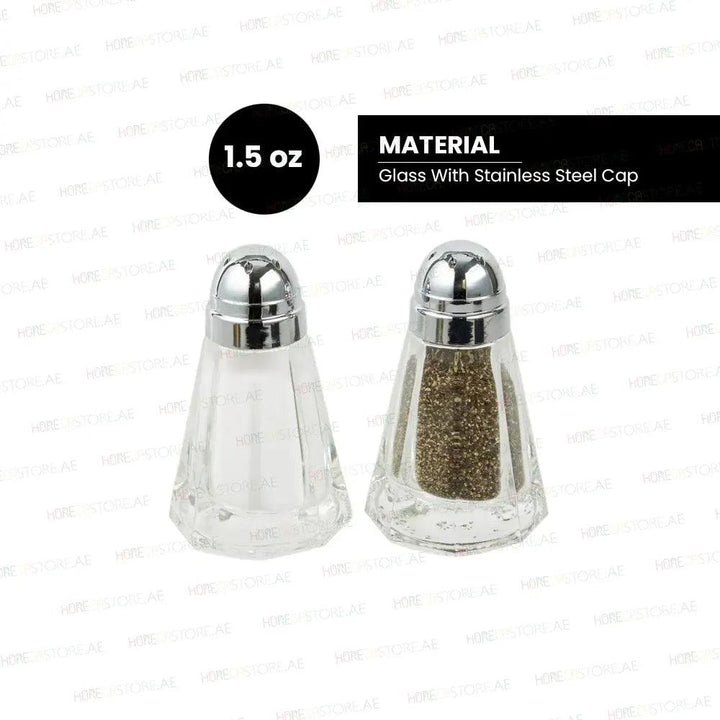 Tablecraft 80S&P-2 Paneled Glass Salt & Pepper Shaker, Restaurant Shakers, Chrome Top, & Glass Body , Capacity 1/2oz, Set of 2 - HorecaStore