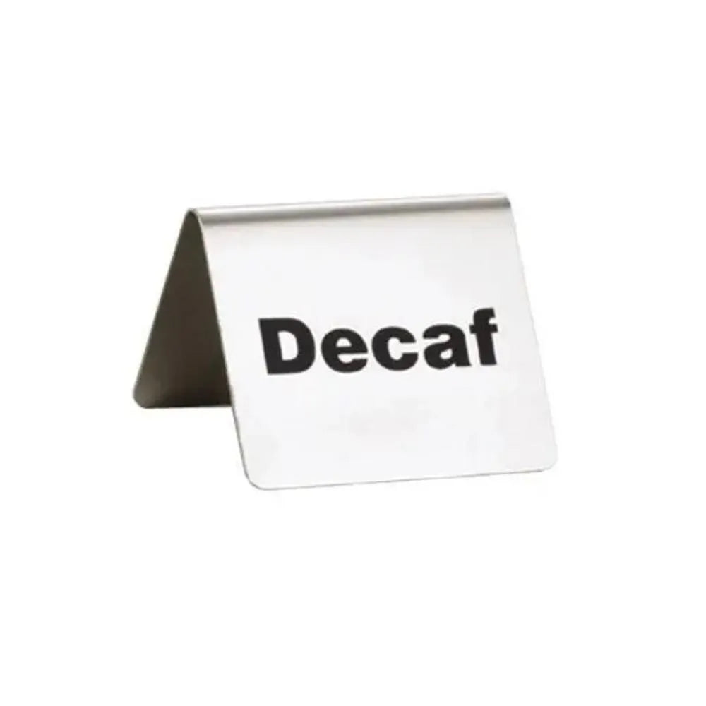 Tablecraft B2 Stainless Steel Decaf Sign,  Tent style, L 6 cm