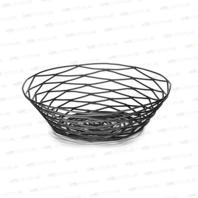 Tablecraft BK17508 Black Powdered Metal Round Metal Basket 8