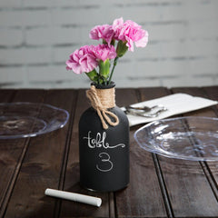 Tablecraft CBV2552 Round Chalkboard Vase Black-Coated Blackboard Surface Décor, Size: Ø 6.5 x 13.5 cm