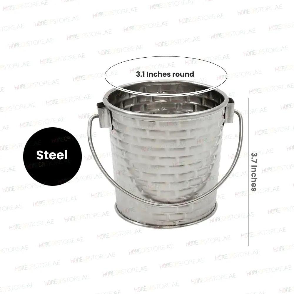 Tablecraft GTSS33 Steel Small Pail With Handle, 3.7" x 3.1" x 3.2" - HorecaStore