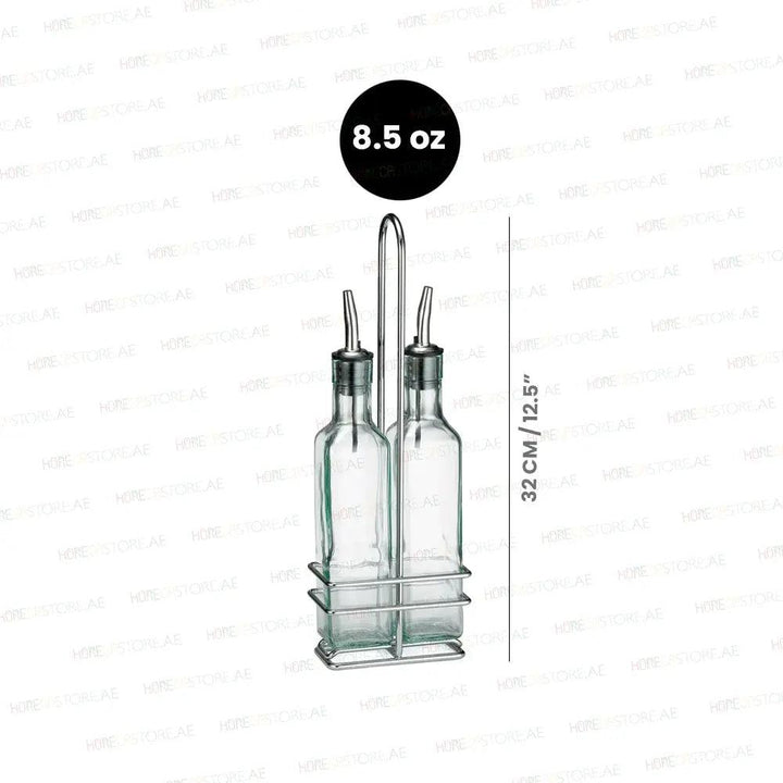 Tablecraft H9085N Prima Cruet Set, Pourers Chrome Plated Rack, Capacity 8.5oz - HorecaStore