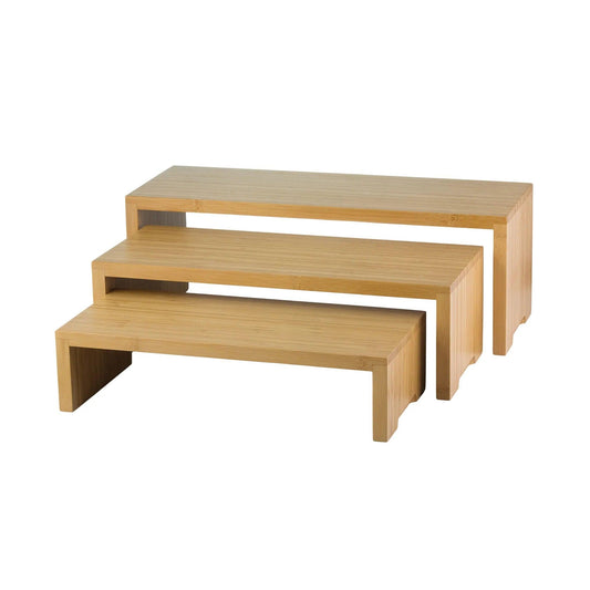 Tablecraft RBAM300 Bamboo Cascade Riser, Set of 3 - HorecaStore