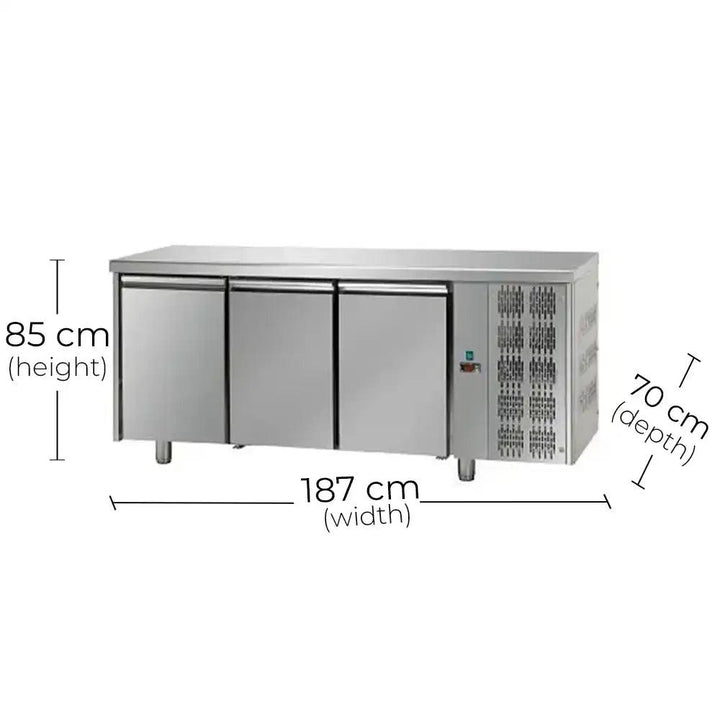 Tecnodom TF03EKOGN 3 Doors Refrigerator Counter 460 L 495 W, 187 x 70 x 92 cm - HorecaStore