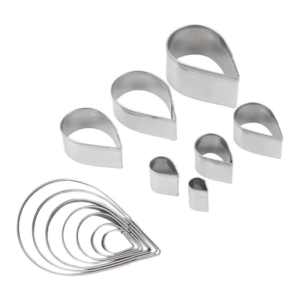 Thermo Hauser Stainless Steel Tear Drop Shape Cookie And Pastry Cutters Set Of 6Pcs, H 3CM, Assorted Sizes