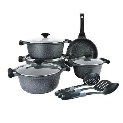 THS 12 Pcs Aluminium Non Stick Cookware Set, Induction