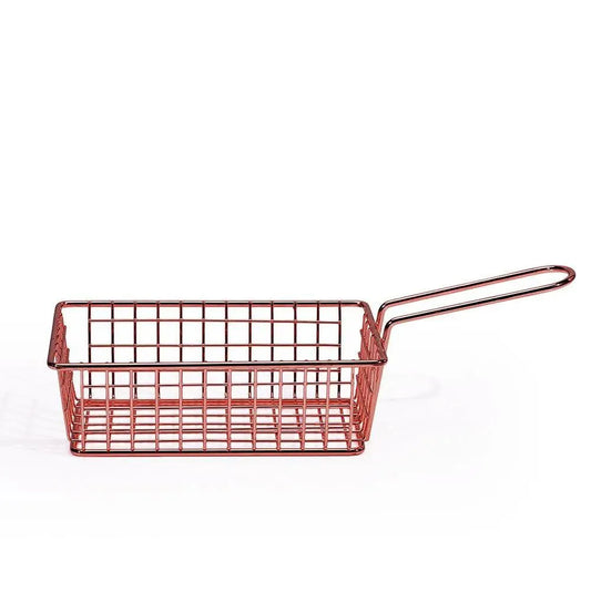 Wundermaxx Carbon Metal Wire Rectangle Frying Basket Rose Gold 25*10*5.2cm