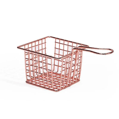 Wundermaxx Carbon Metal Wire Square Frying Basket Rose Gold 18*10*7.5cm