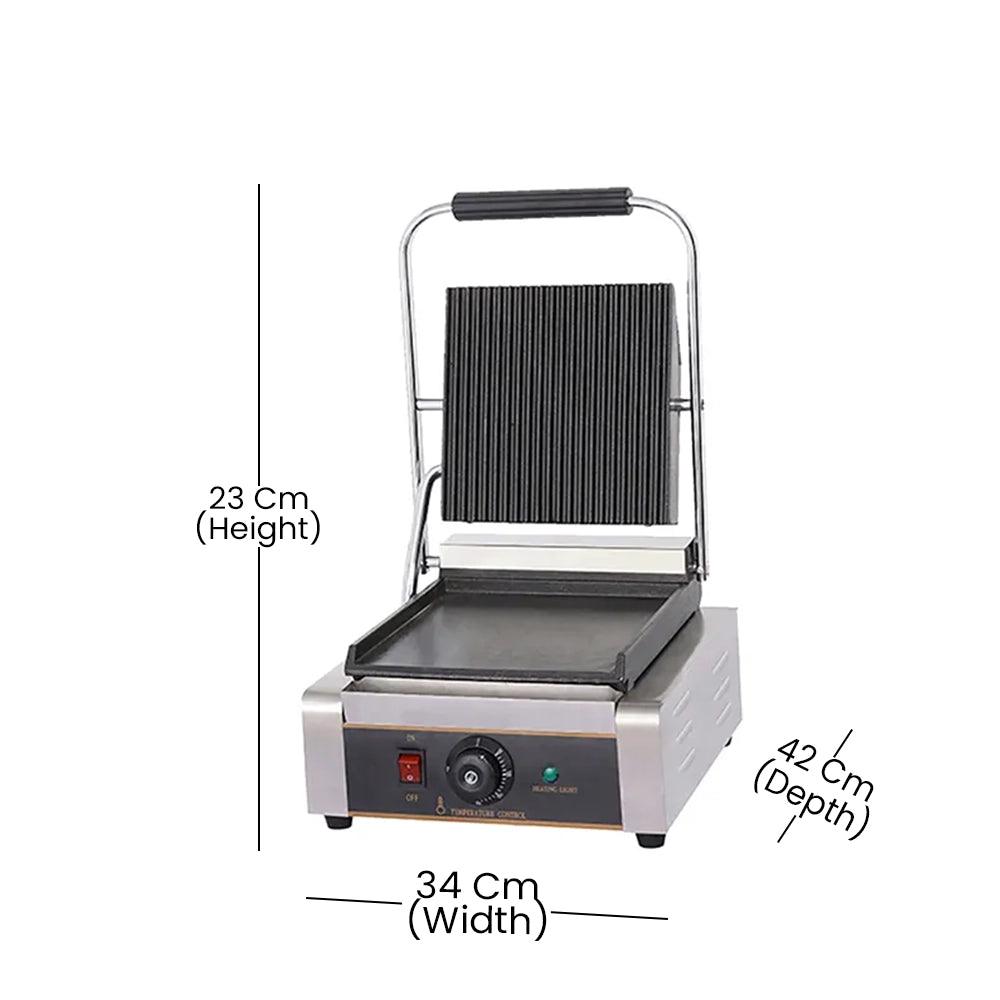 THS EG-811 Electric 1800W Full Grooved Single Contact Cast Iron Grill, 34 X 42 X 23 cm - HorecaStore