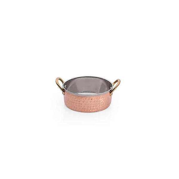 THS hammered Finish Stainless Steel Saucepan With Handles 13.5x4.75cm, 500ml Copper