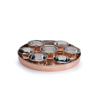 THS Hammered Finish Stainless Steel Straight Thali 31.3x3.2cm