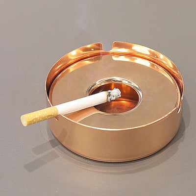 THS Stainless Steel Stackable Round Ashtray Cu Finish 10x3.5cm Rose Gold